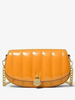 NWT Michael Kors Mila Small Patent Convertible Crossbody Bag - Pop Orange
